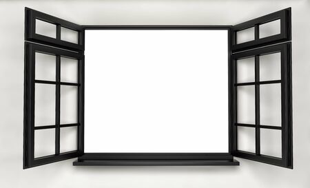 An opened plastic black window. 3d renderの写真素材