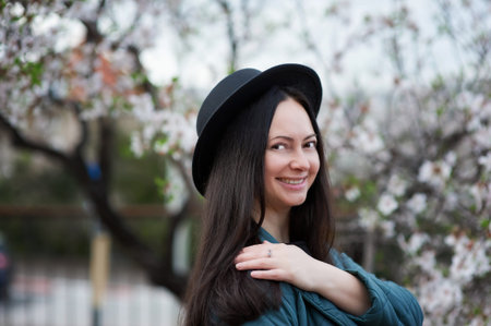 middle-aged brunette womanの写真素材