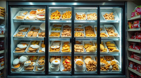 Convenience store grab and go food selection offers quick tasty meals for busy customers todayの素材