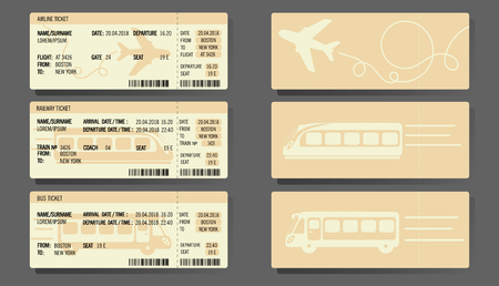 Bus, Plane, and Train ticket concept design Vector illustration.のイラスト素材