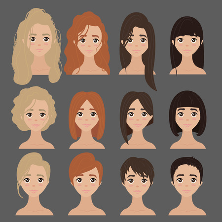 Beautiful collection of female hairdo haircut.のイラスト素材