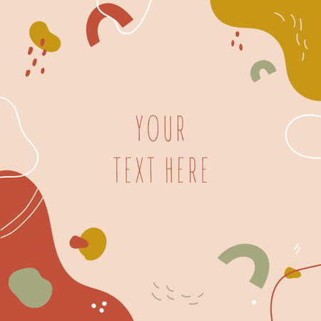 Hand drawn abstract background.Various shapes and doodle objects.Simple modern trendy background template with copy space for text. Social media stories and post creative vector set.のイラスト素材