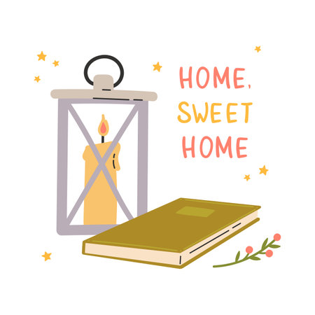 Festive lantern with a book on whiteのイラスト素材