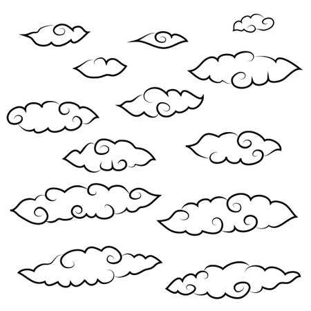 Ornament of chinese clouds silhouetteのイラスト素材