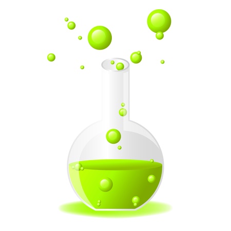 Green glossy test tube icon on white background, eps 10のイラスト素材