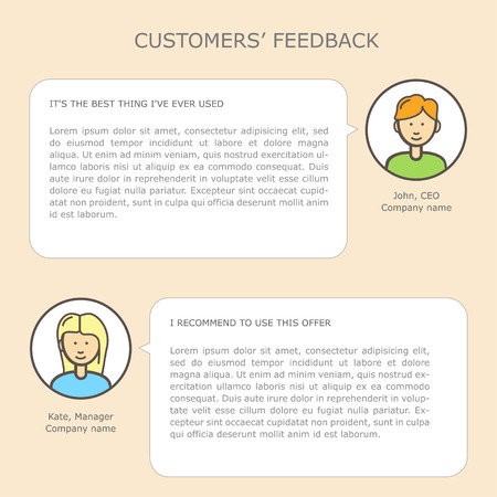 Customers feedback web site template with linear iconsのイラスト素材