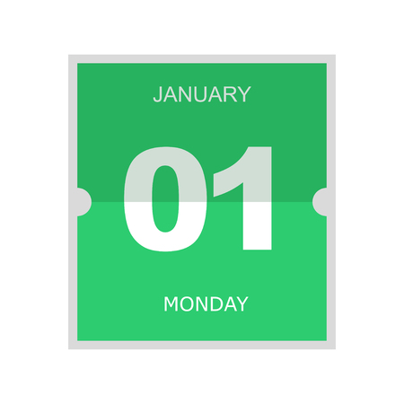 Green flipped calendar icon in flat style for web syte designのイラスト素材