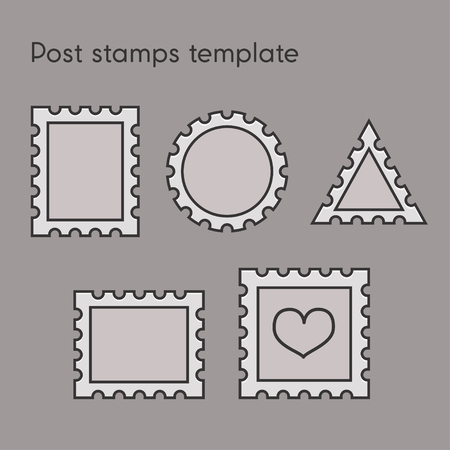 set of post stamp template in line styleのイラスト素材