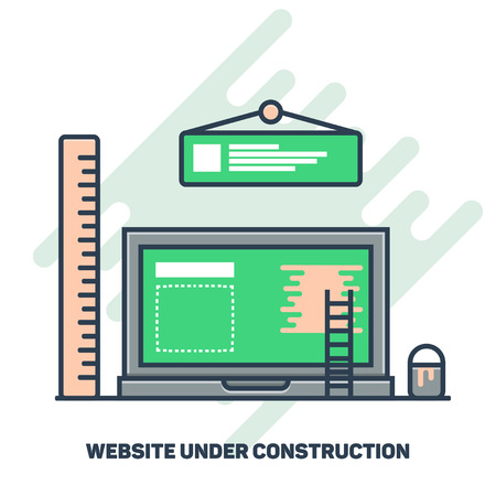 Website under construction concept, minimalistic flat line illustration for web useのイラスト素材