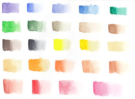 Set of blurred watercolor stain texture, many colorsの写真素材
