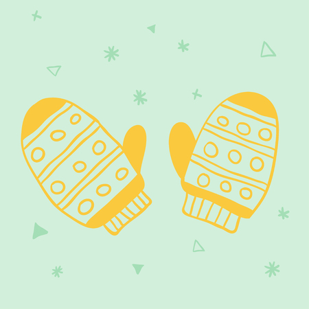 Christmas Greeting card with two mittens, scandinavian styleのイラスト素材