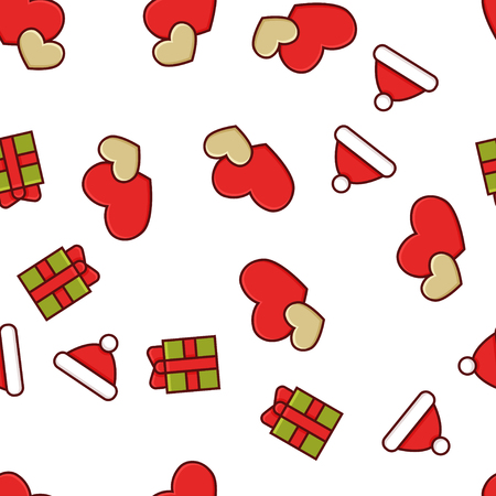 Set of color christmas icons, line art styleのイラスト素材