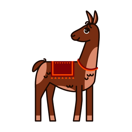 Standing llama, minimal line art styleのイラスト素材