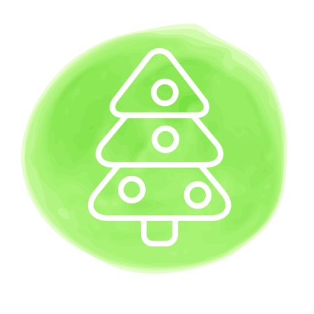New year line tree icon on green marker spot, symbol for christmas designの写真素材
