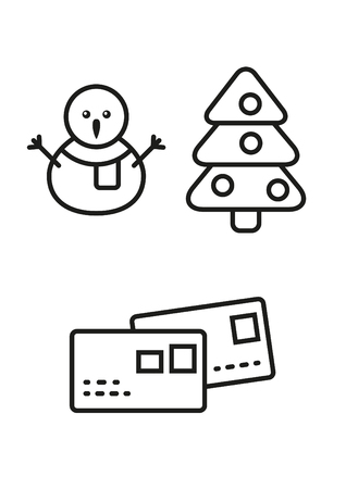 Christmas elements, coloring book for kids.のイラスト素材