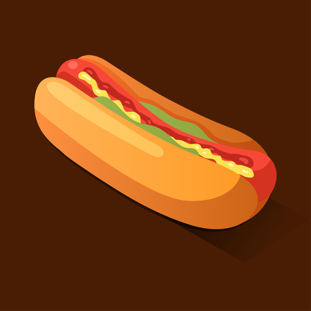 Hot dog isometric icon, concept unhealthy food, fast food illustrationのイラスト素材