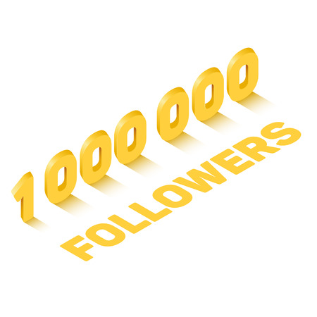 Golden one million followers sign in isometric style, celebration concept, vector eps10のイラスト素材