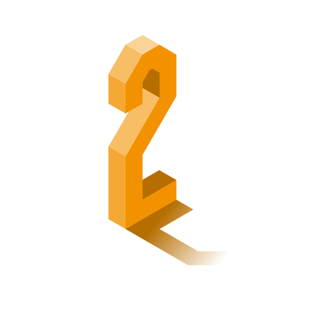 Isometric two orange icon, 3d character with shadow, vector eps10のイラスト素材