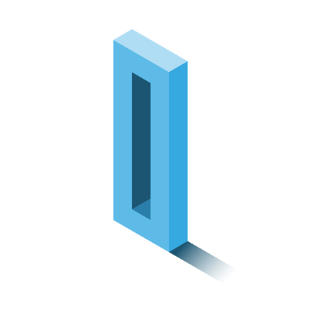 Isometric zero blue icon, 3d character with shadow, vector eps10のイラスト素材