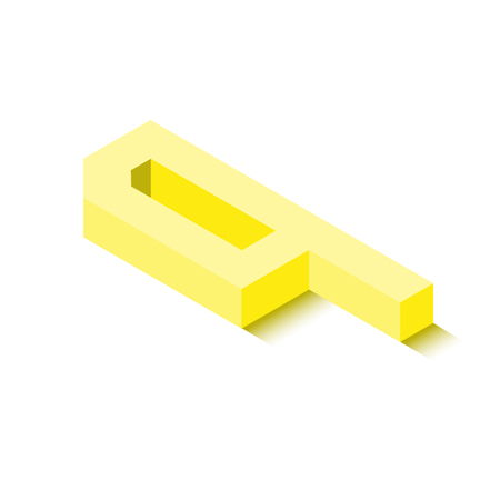 Isometric four yellow icon, 3d character with shadow, vector.のイラスト素材