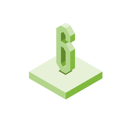 Isometric green six icon on square, 3d character, vector.のイラスト素材