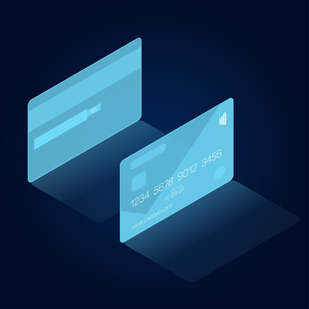 Credit card in head-up display style, HUD interface, vector eps 10, isometric viewのイラスト素材