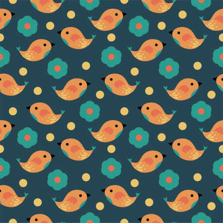 Folk bird flower ethnic vintage patternのイラスト素材