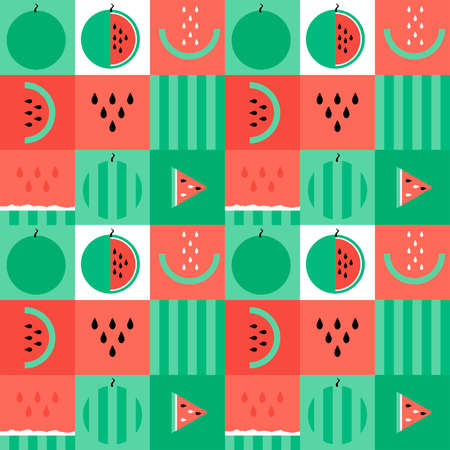 Watermelon food fruit pattern seamlessのイラスト素材