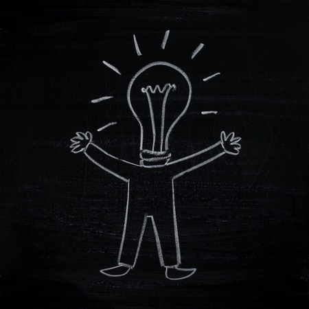 Drawing on blackboardの写真素材