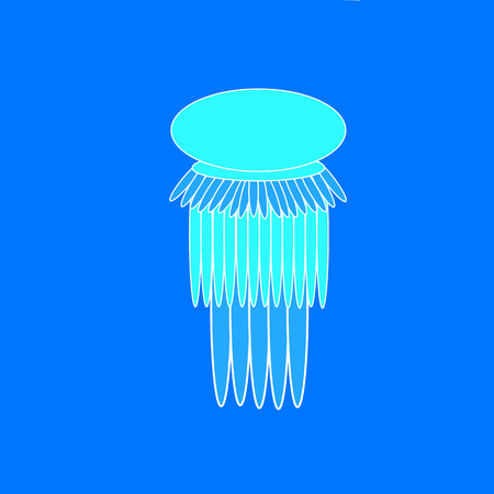 Cyan jellyfish on the blue background.のイラスト素材