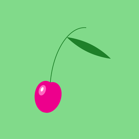 Cherry on the light green backgroundの写真素材