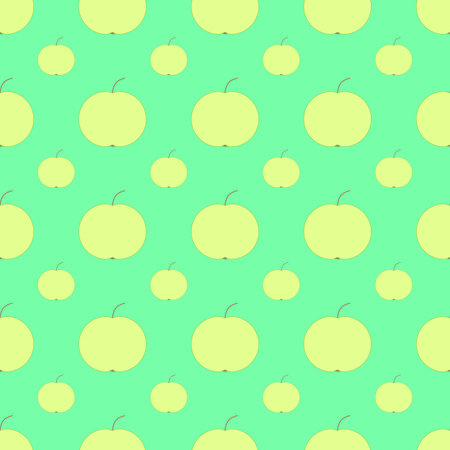 Apple seamless pattern on the neon green backgroundのイラスト素材