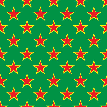 Red star seamless pattern on the green backgroundのイラスト素材
