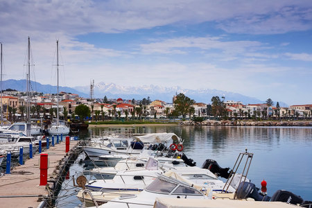 RETHYMNO, THE CRETE ISLAND, GREECE - MAY 30, 2019: Beautiful yachts in the harbour of Rethymno, the Crete island, Greece.のeditorial素材