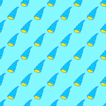Seamless seashell pattern on the cyan backgroundのイラスト素材