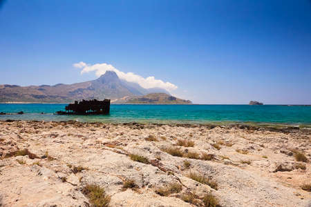 CRETE ISLAND, GREECE - JUNE 4, 2019: Beautiful seaview at the Balos island.のeditorial素材