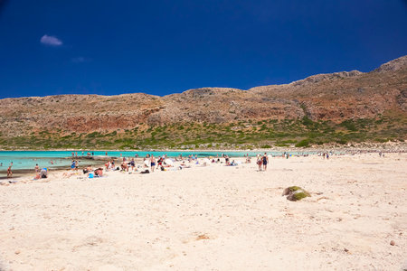 THE CRETE ISLAND, GREECE - JUNE, 04, 2019: The island Gramvousa and the bay Balosのeditorial素材