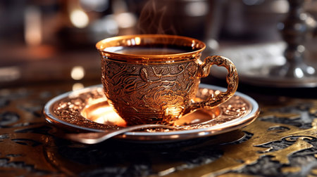 Turkish coffee in a vintage cup, Generated AIの素材