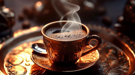Turkish coffee in a vintage cup, Generated AIの素材