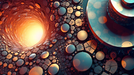 Space abstract landscape, planets and star system, virtual reality, energy source, Generated AIの素材