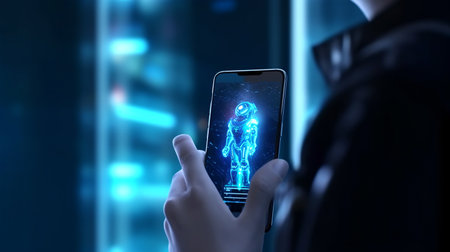 Robot, electronic and digital access, user authentication system, technology and cybernetics, cybersecurity, information security, encryption, data protection, Generated AIの素材