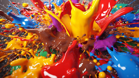 Abstract art with colorful splash 3d, Generated AIの素材