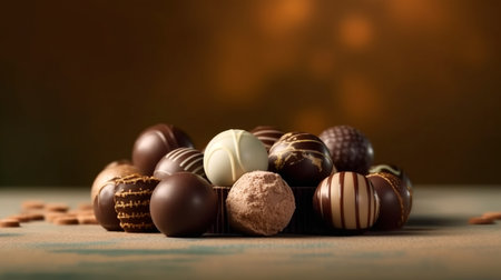 Dark chocolate, the concept of World Chocolate Day, copy space. Generated AIの素材