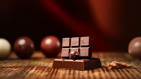 Dark chocolate, the concept of World Chocolate Day, copy space. Generated AIの素材