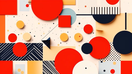 Geometric art poster with squares and circles shapes and figures, Generated AIの素材