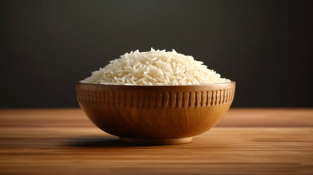 Plate of hot delicious boiled rice, healthy eating, diet, separate meals, for restaurant menuの素材