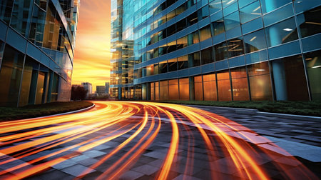 Picture of the exterior of business buildings, business activity, stock market, global economyの素材