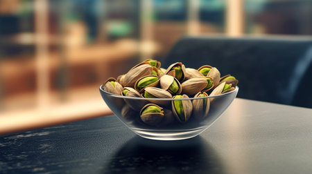 Tasty pistachios in a plate, healthy food concept, vegetarian food, natural productsの素材