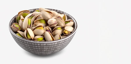 Tasty pistachios in a plate, healthy food concept, vegetarian food, natural productsの素材