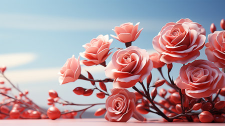 Beautiful banner with rose flowers image, floral concept, screen saver, love storyの素材